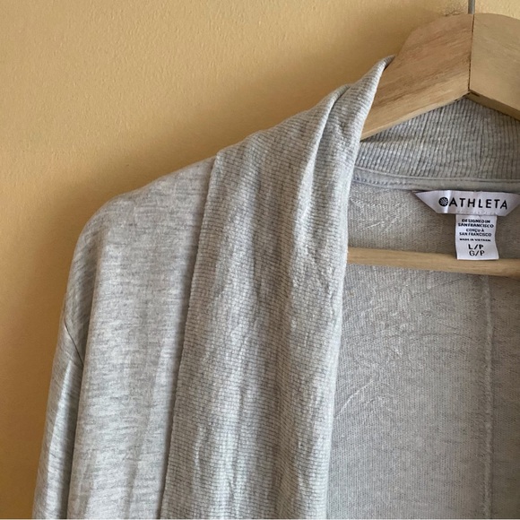 Athleta Pranayama Restore Wrap Woman LP Large Petite Grey Open Cardigan Pockets - Picture 4 of 16